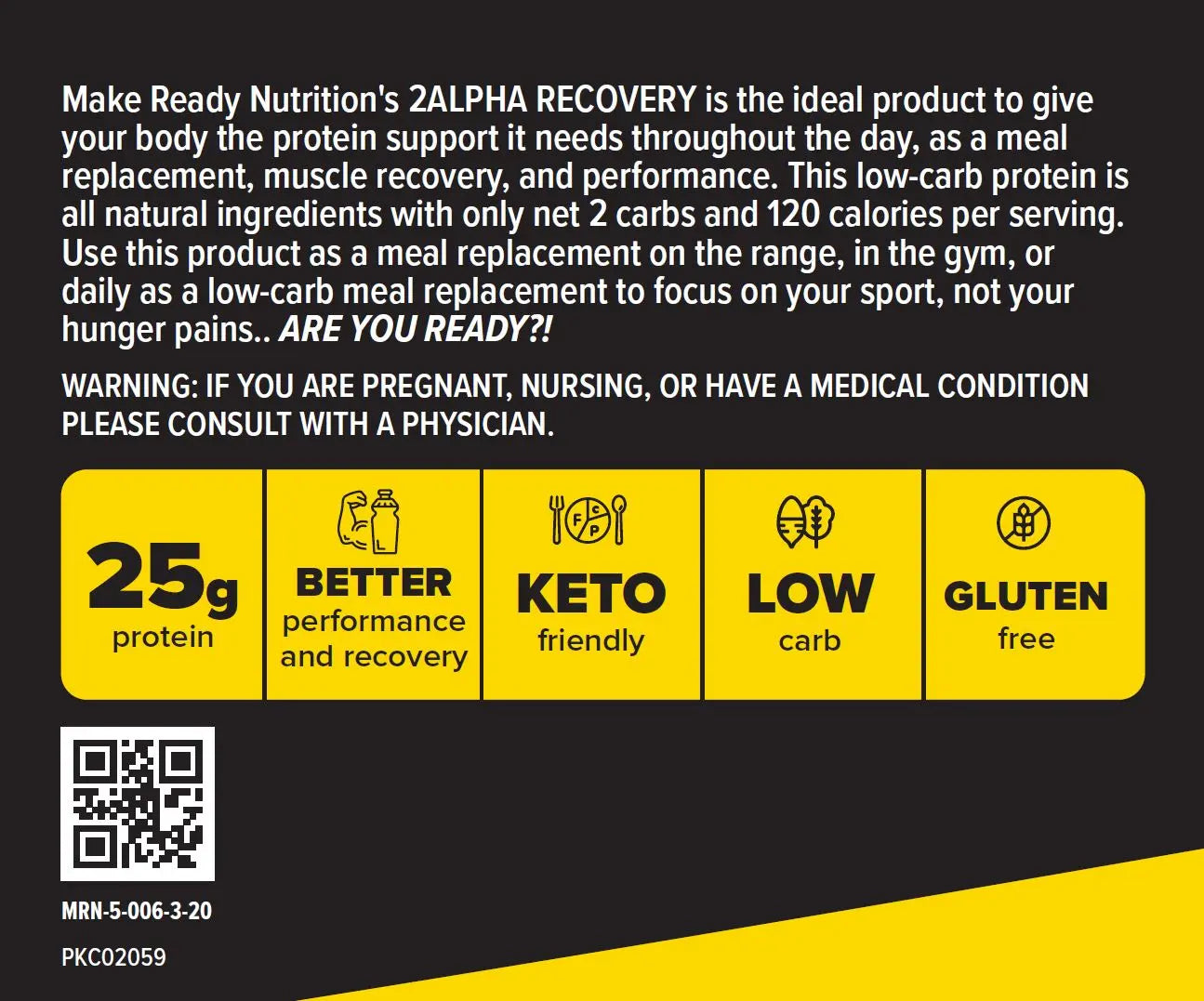 2ALPHA Recovery (25g Protein ) CHOCOLATE Make Ready Nutrition