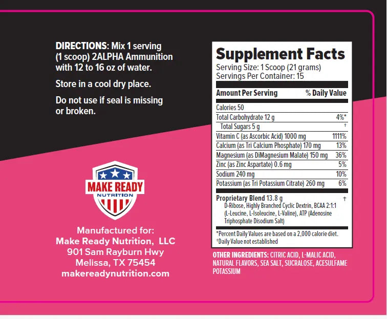2ALPHA Ammunition Strawberry Kiwi (Advanced Hydration, Stamina, & Immune Support) Make Ready Nutrition