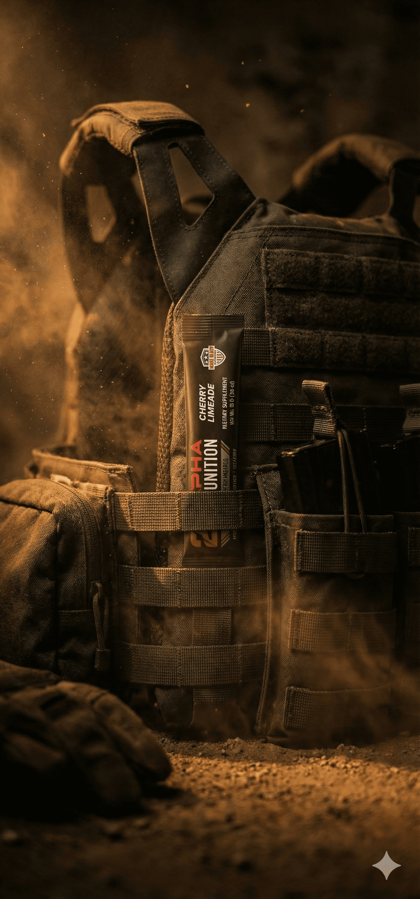 Stick pack tucked into tactical plate carrier gear