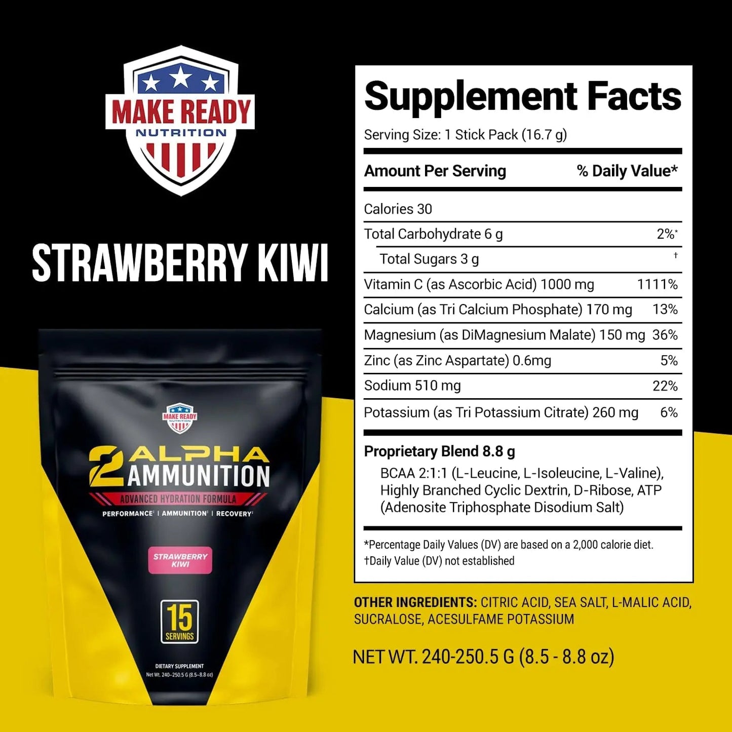 2ALPHA Ammunition Strawberry Kiwi Stick Packs - Make Ready Nutrition and 2Alpha