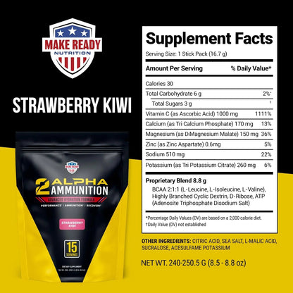 2ALPHA Ammunition Strawberry Kiwi Stick Packs - Make Ready Nutrition and 2Alpha