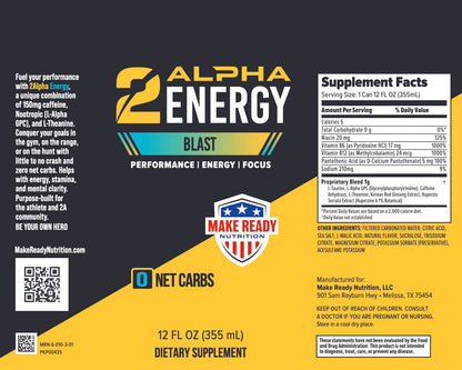 2Alpha Energy Blast 12 pack Make Ready Nutrition