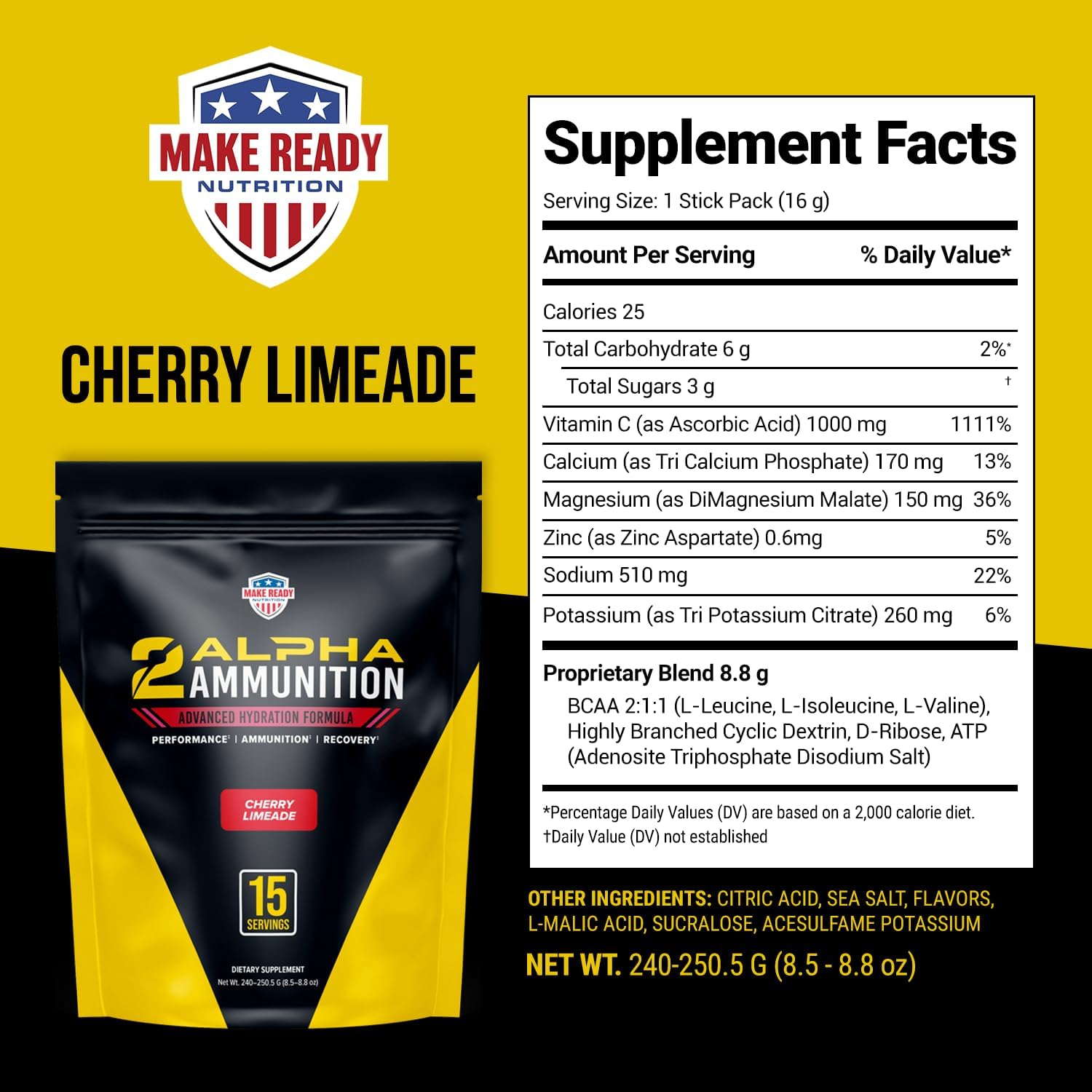 2ALPHA Ammunition Cherry Limeade Stick Packs Make Ready Nutrition