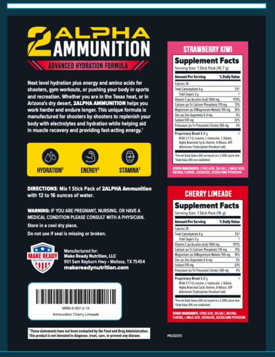 2ALPHA Ammunition Cherry Limeade Stick Packs for On-the-Go (Hydration, Stamina, & Immune Support) OTG's